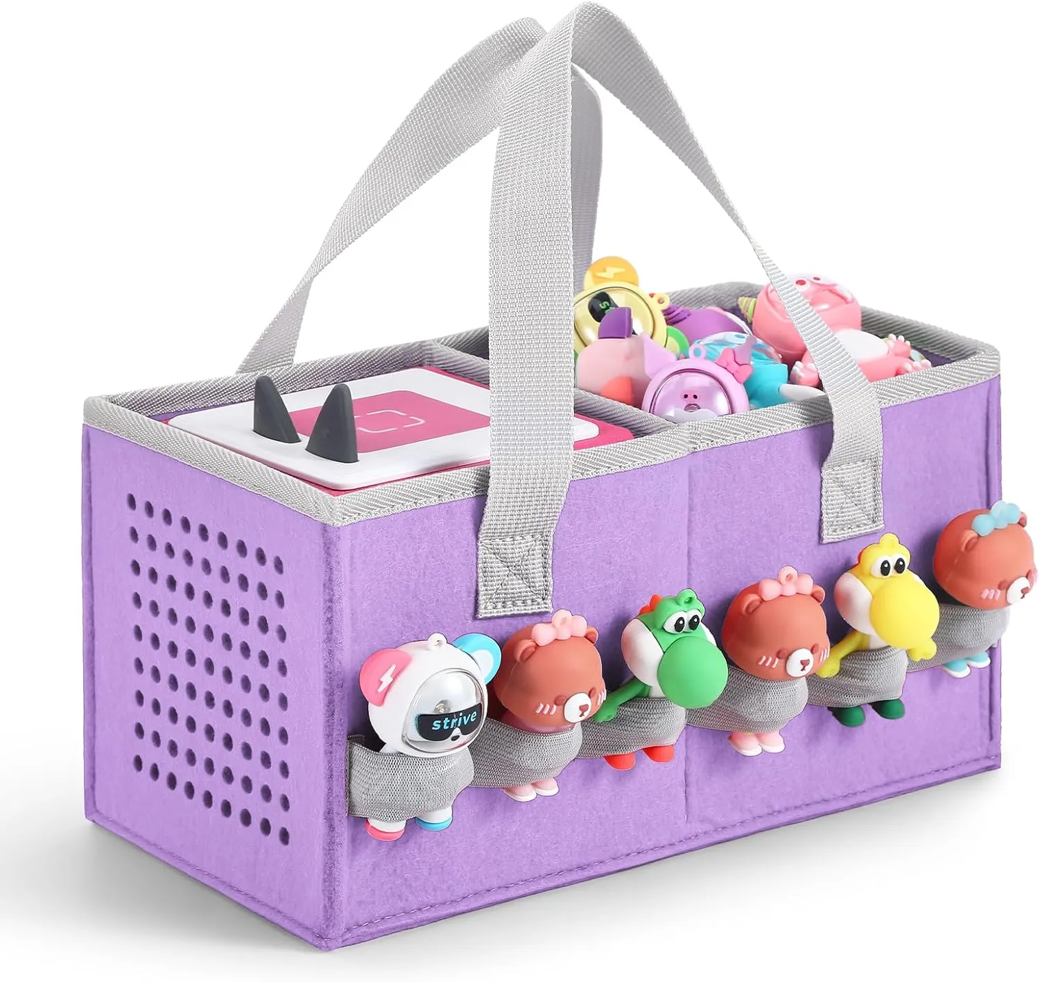 Carrying Case for Toniebox Starter Set and Tonies Figurines, Felt Organizer Travel Bag with Strap for Tonies Box, Travel Cloth Musical Toy Folding Bag for Toniebox Accessories