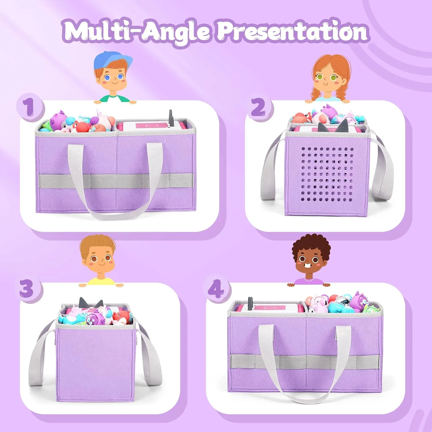 Carrying Case for Toniebox Starter Set and Tonies Figurines, Felt Organizer Travel Bag with Strap for Tonies Box, Travel Cloth Musical Toy Folding Bag for Toniebox Accessories