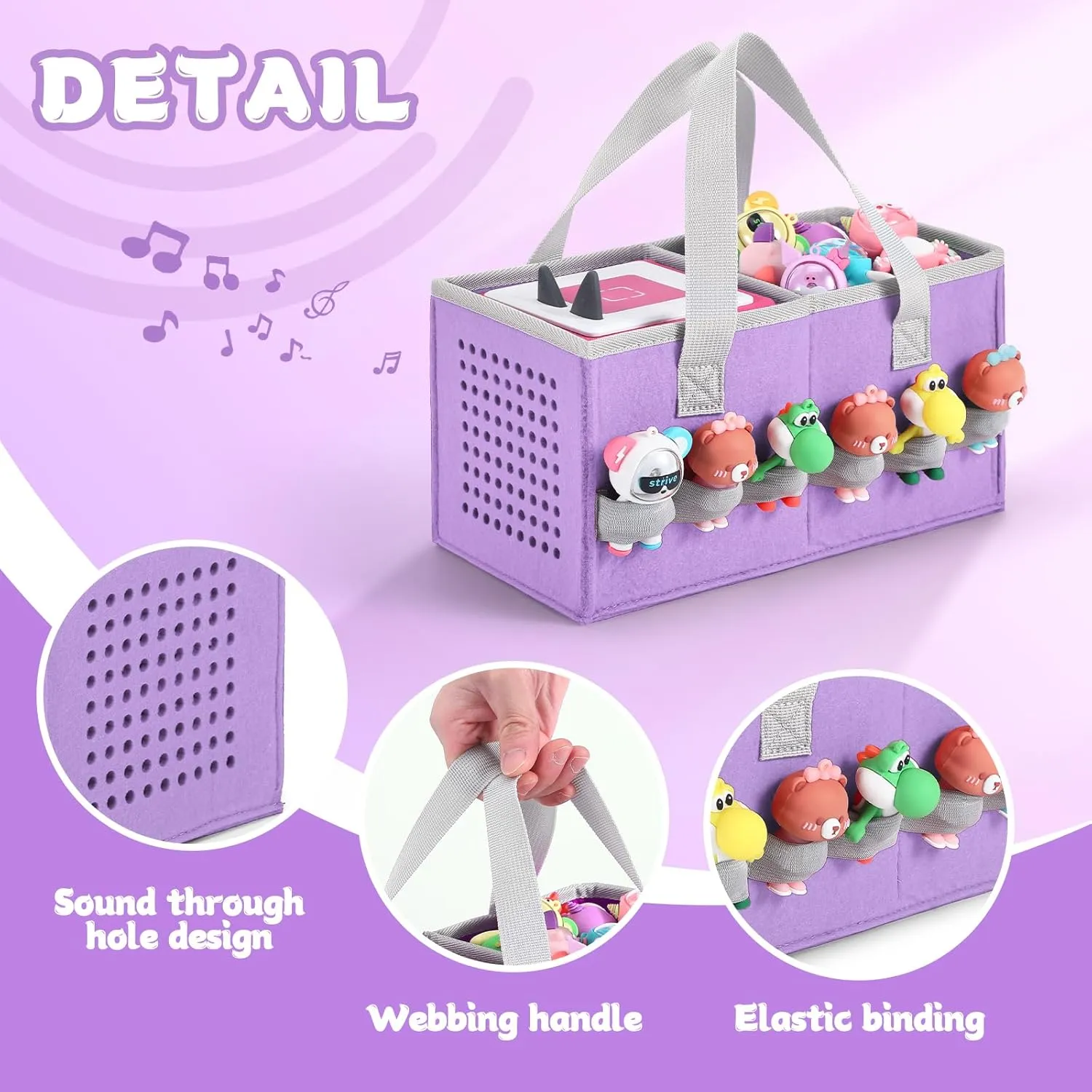 Carrying Case for Toniebox Starter Set and Tonies Figurines, Felt Organizer Travel Bag with Strap for Tonies Box, Travel Cloth Musical Toy Folding Bag for Toniebox Accessories