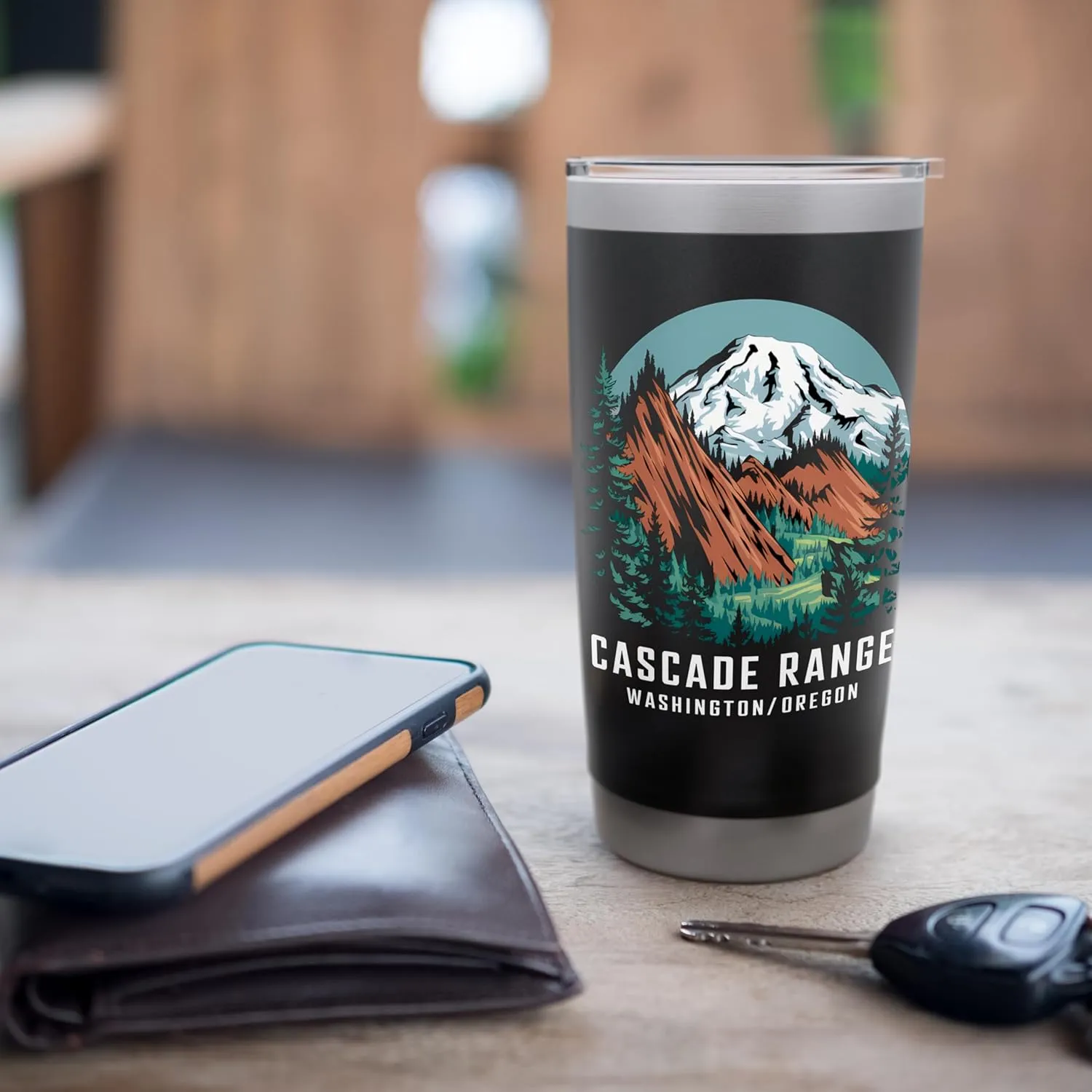 Cascade Range Washington Oregon Hiking Camping Mountain Love Stainless Steel Insulated Tumbler