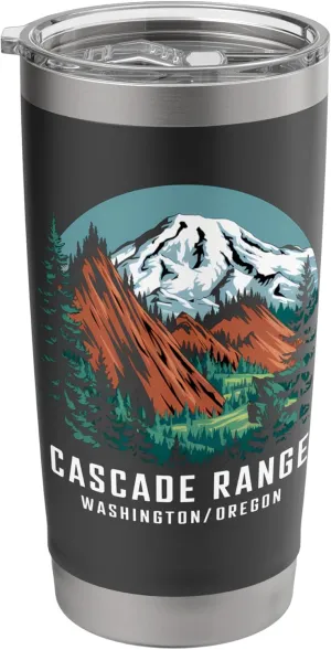 Cascade Range Washington Oregon Hiking Camping Mountain Love Stainless Steel Insulated Tumbler