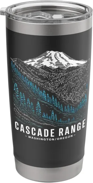 Cascade Range Washington Oregon Hiking Camping Mountain Love Stainless Steel Insulated Tumbler