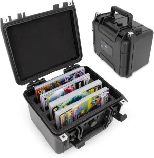 CASEMATIX Crush Proof Jumbo Card Case With 4 Card Dividers, Waterproof Oversize Card Case Compatible With Large Jumbo Pokemon Cards or Downtown Sports Cards, XL Card Slots Fit 8.5" x 5.6" Sleeves MAX