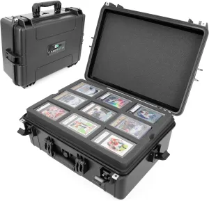 CASEMATIX XL Graded Card Storage Box Fits 160  BGS PSA Graded Cards, Waterproof Graded Sports Card Display and Trading Card Case With Custom Foam Card Dividers and Removable Graded Card Display