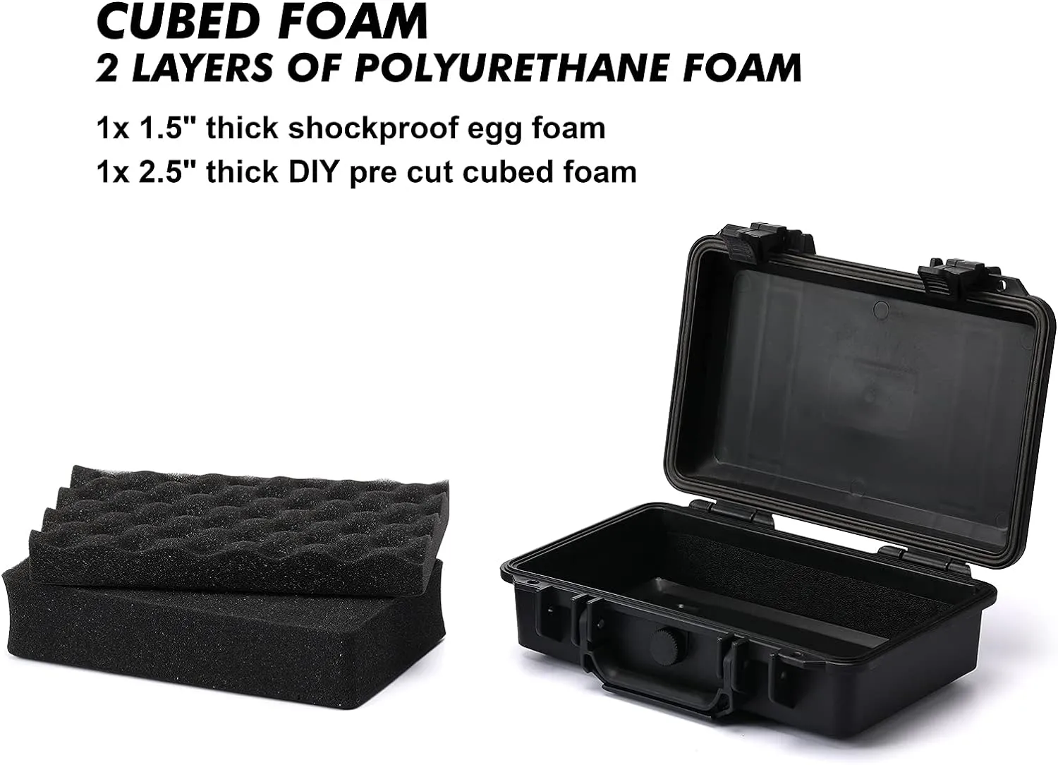 CASOMAN 11.5-Inch Black Compact Waterproof Storage Box, IP67 Waterproof & Dustproof, Customizable Foam, 3.6L Capacity
