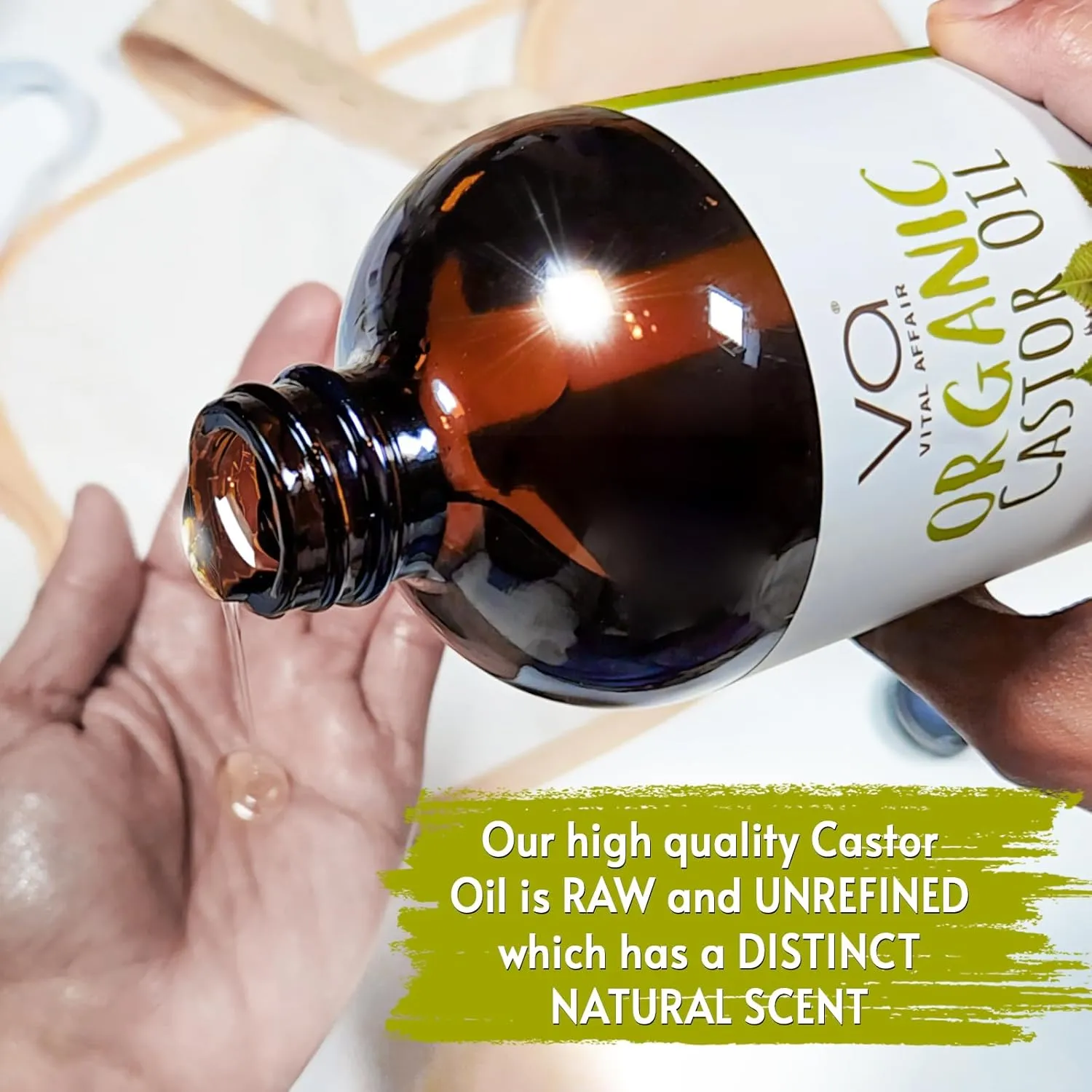 Castor Oil Organic Cold Pressed Unrefined Glass Bottle - USDA Certified Castor Oil For Hair Growth, Skin, Eyelashes, Eyebrows & Nails - 8 Fl Oz