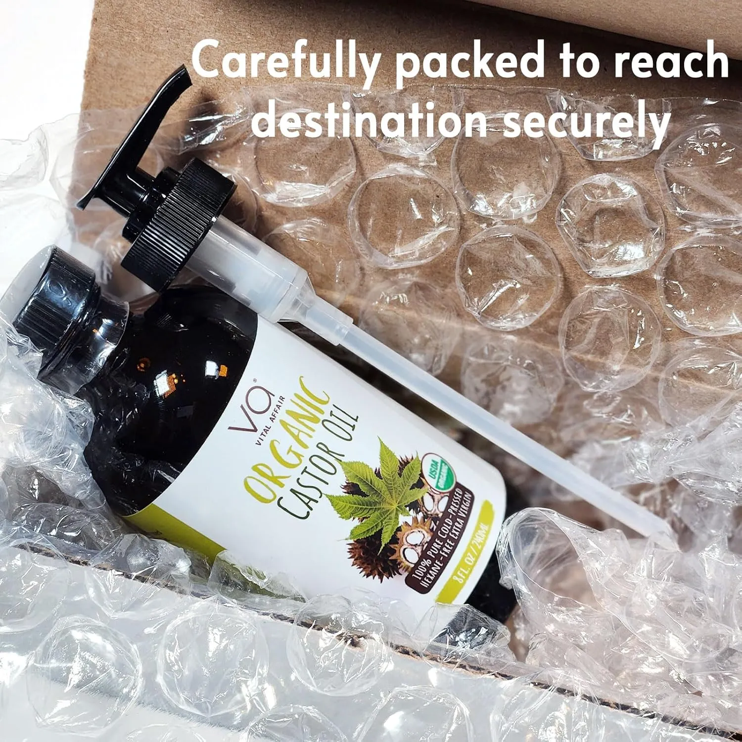 Castor Oil Organic Cold Pressed Unrefined Glass Bottle - USDA Certified Castor Oil For Hair Growth, Skin, Eyelashes, Eyebrows & Nails - 8 Fl Oz