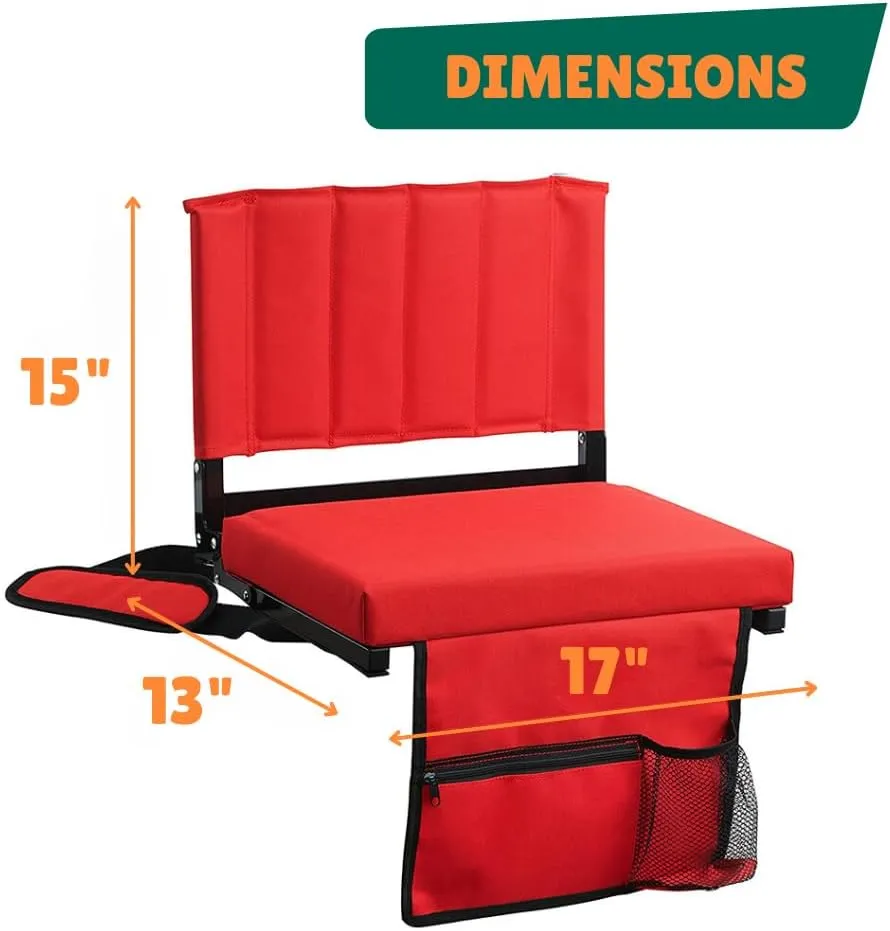 CBCOZY Box Bleachers Padded Cushion Foldable Stadium Seat Chairs with Shoulder Strap, Built-in Cup Holder