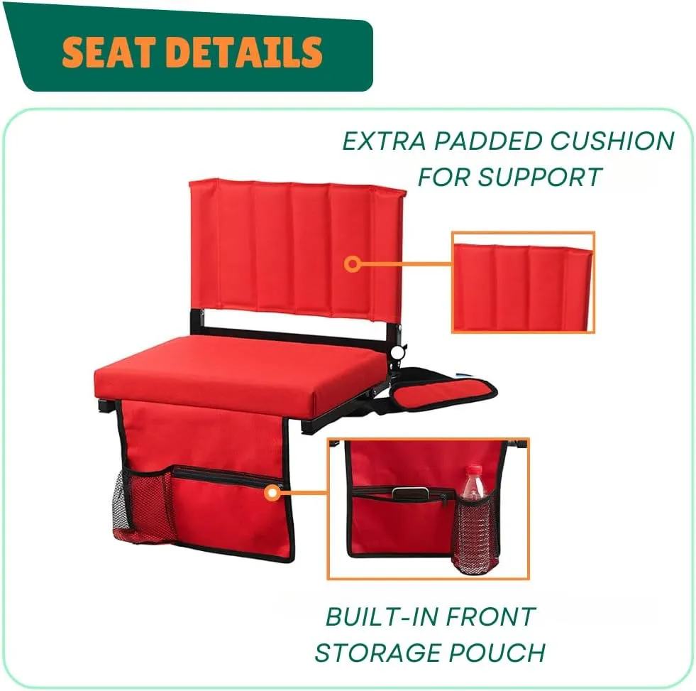 CBCOZY Box Bleachers Padded Cushion Foldable Stadium Seat Chairs with Shoulder Strap, Built-in Cup Holder