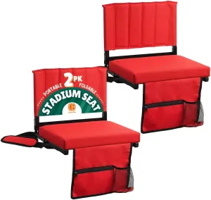 CBCOZY Box Bleachers Padded Cushion Foldable Stadium Seat Chairs with Shoulder Strap, Built-in Cup Holder