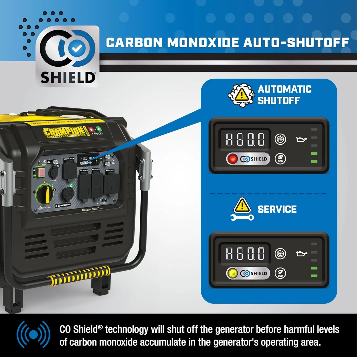 Champion Power Equipment 8500-Watt Electric Start Dual Fuel Home Backup Portable Inverter Generator with Quiet Technology and CO Shield