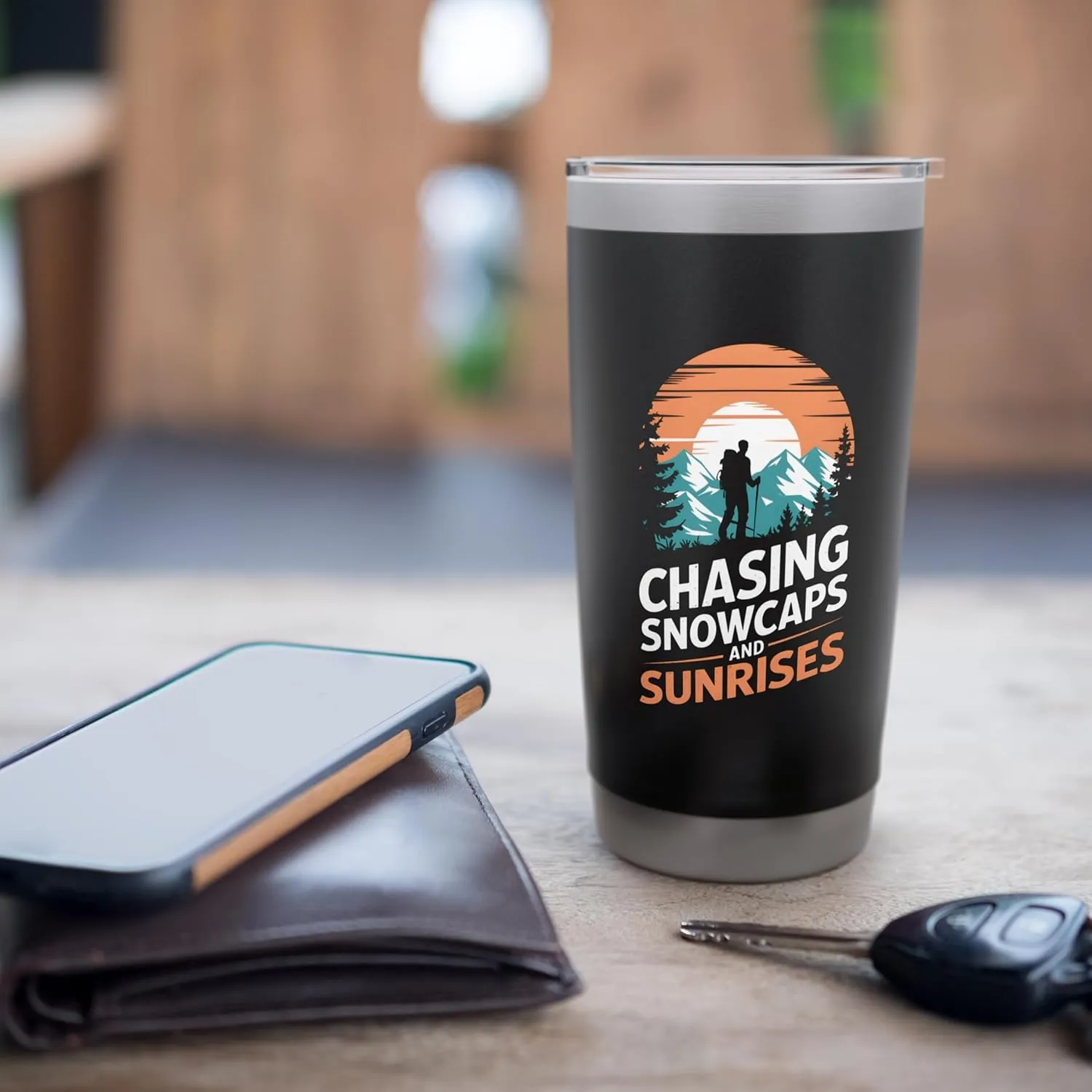 Chasing Snowcaps And Sunrises Alpine Camping Stainless Steel Insulated Tumbler