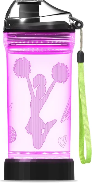 Cheerleaders Gifts for Girls, Light Up Kids Water Bottle,Cheerleaders Accessories Sport Cup with 3D Glowing LED Light - 14 OZ Tritan BPA-Free - Gifts for School, Camping, and Holidays
