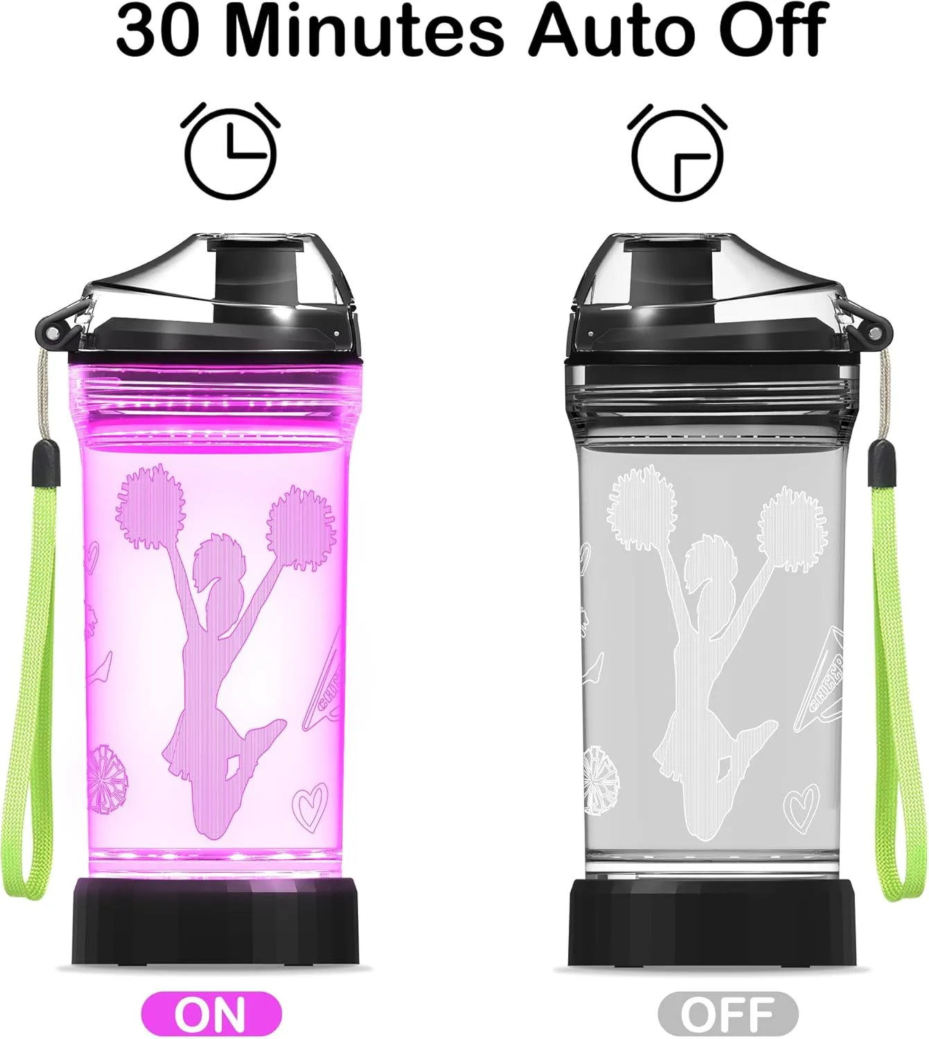 Cheerleaders Gifts for Girls, Light Up Kids Water Bottle,Cheerleaders Accessories Sport Cup with 3D Glowing LED Light - 14 OZ Tritan BPA-Free - Gifts for School, Camping, and Holidays