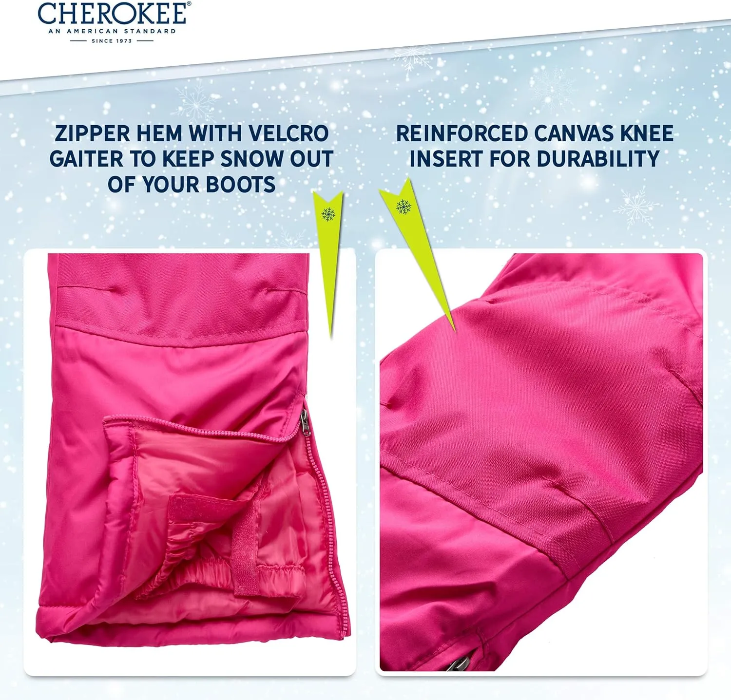 Cherokee Kids' Snow Pants - Boys and Girls Insulated Heavyweight Water-Resistant Ski Pants (4-18)