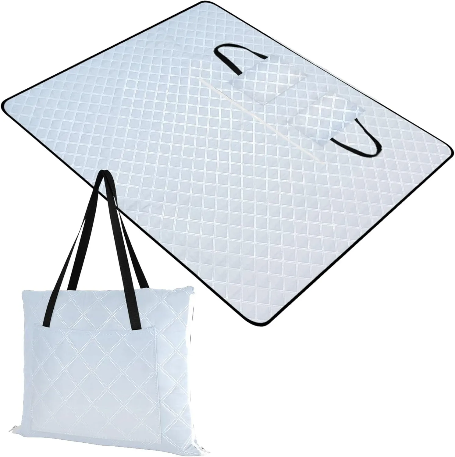 CHIFIGNO Ombre Powder Blue Beach Mat Sand Free Waterproof, Floral Outdoor Camping Mat Picnic Supplies Foldable Mat, 80" x 60"