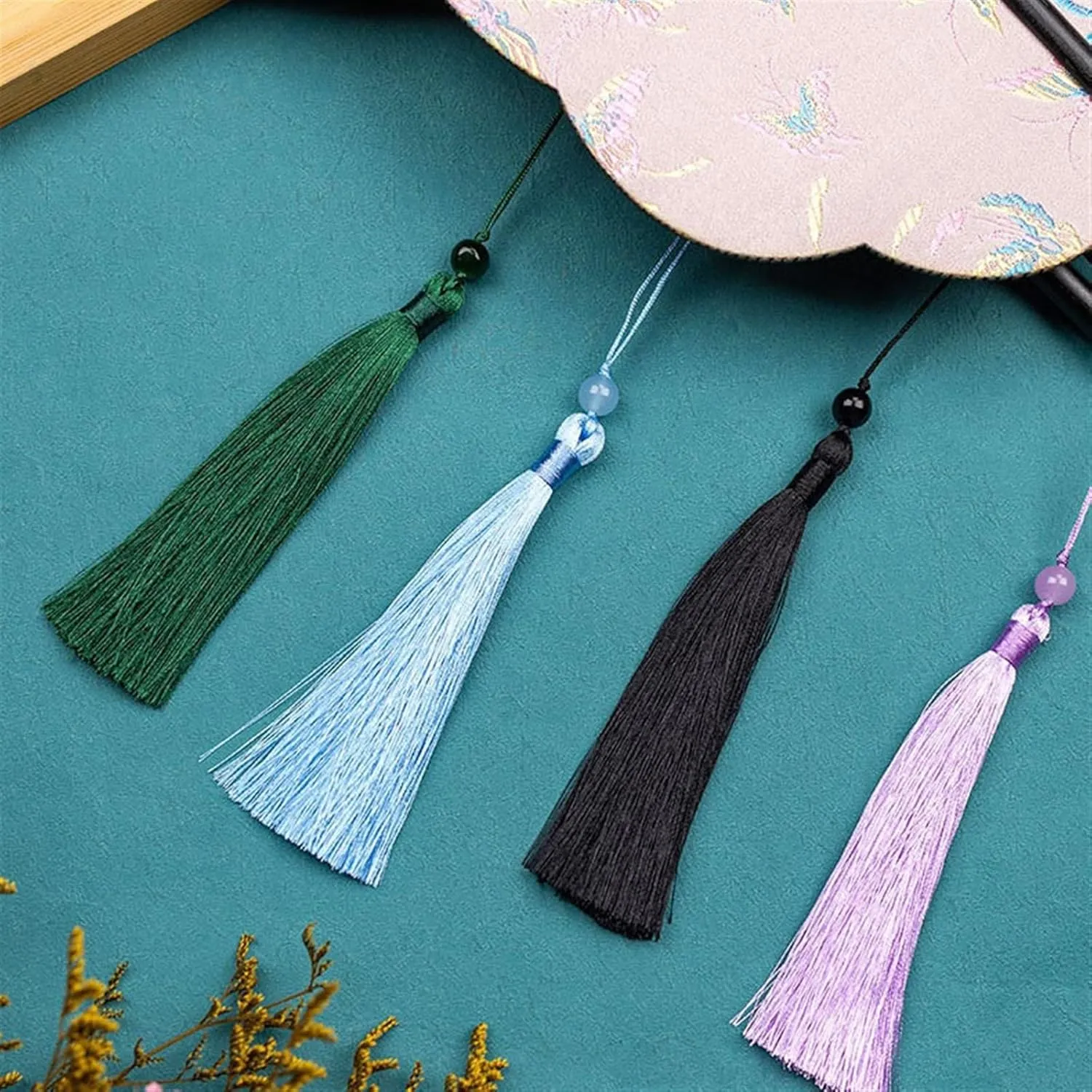 Chinese Round Fan, Foldable Storage Folding Fan, Chinese Tassel Round Silk Fans, Portable And Rollable Hand Fan Foldable(G)