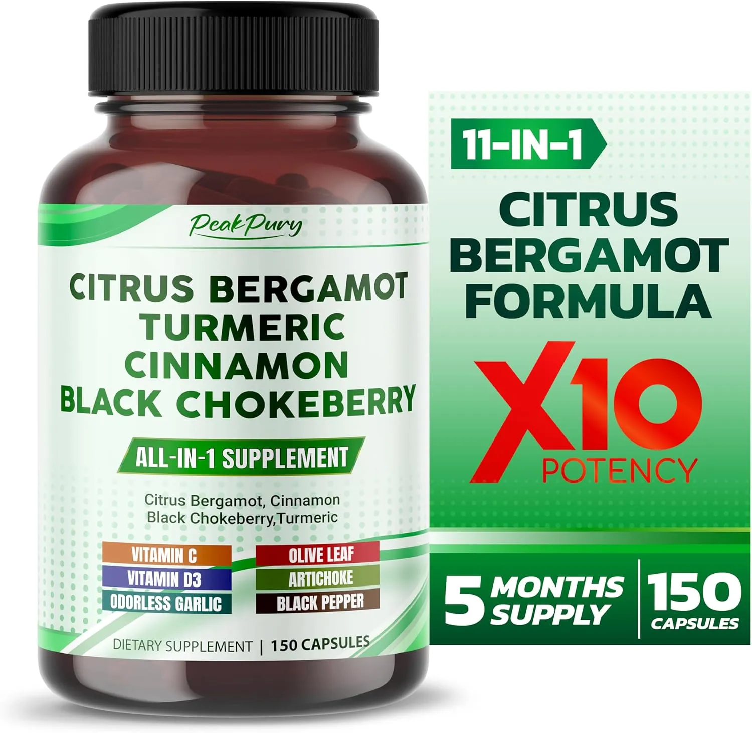 Citrus Bergamot Cinnamon Black Chokeberry Turmeric - Overall Wellness Support - Made in USA
