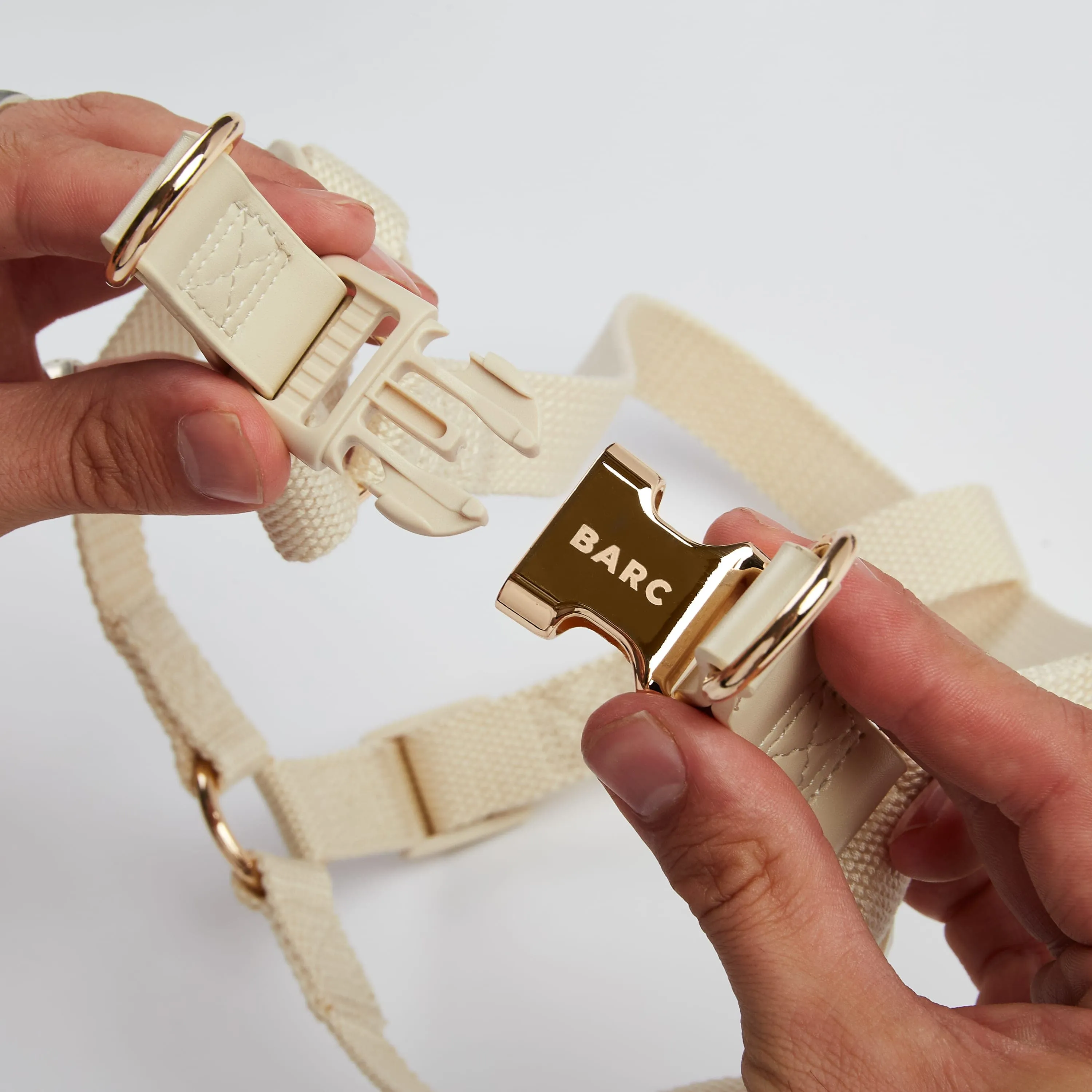 City Vegan Leather & Nylon Dog Harness | Ivory