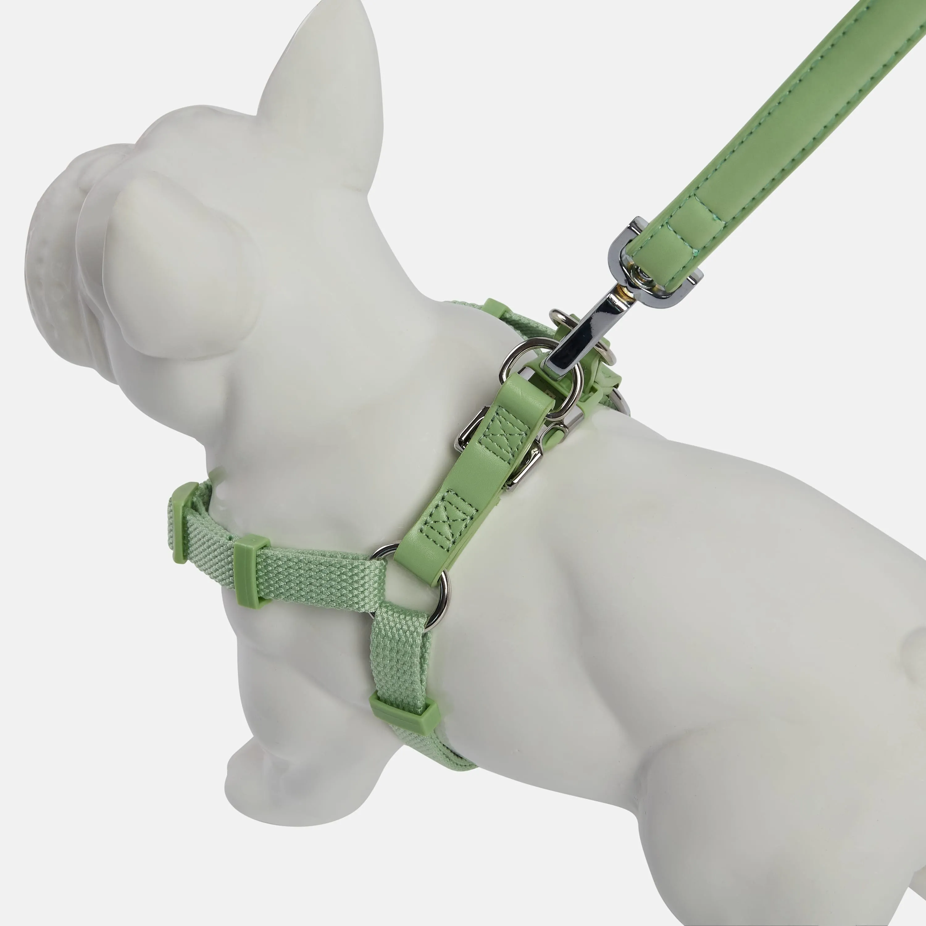City Vegan Leather & Nylon Dog Harness | Lush Green