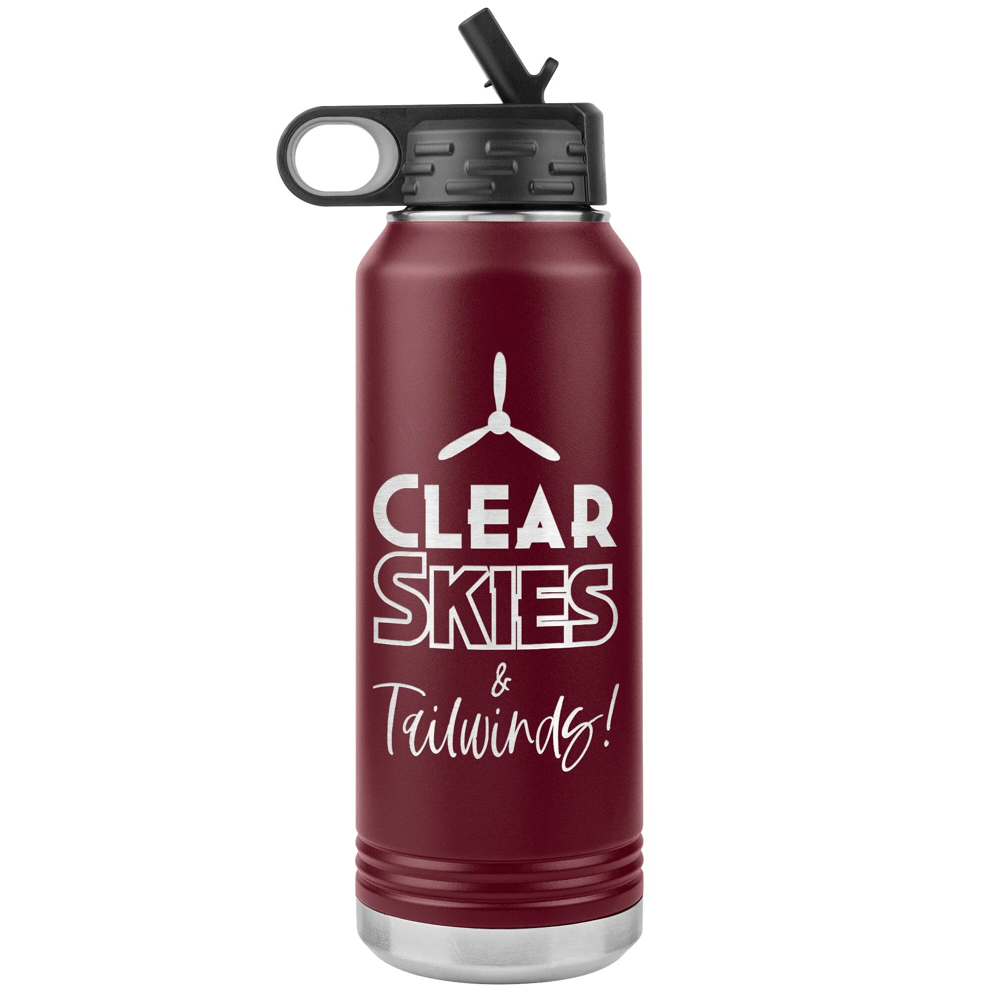 Clear Skies & Tailwinds! 32 oz. water bottle (w/prop)