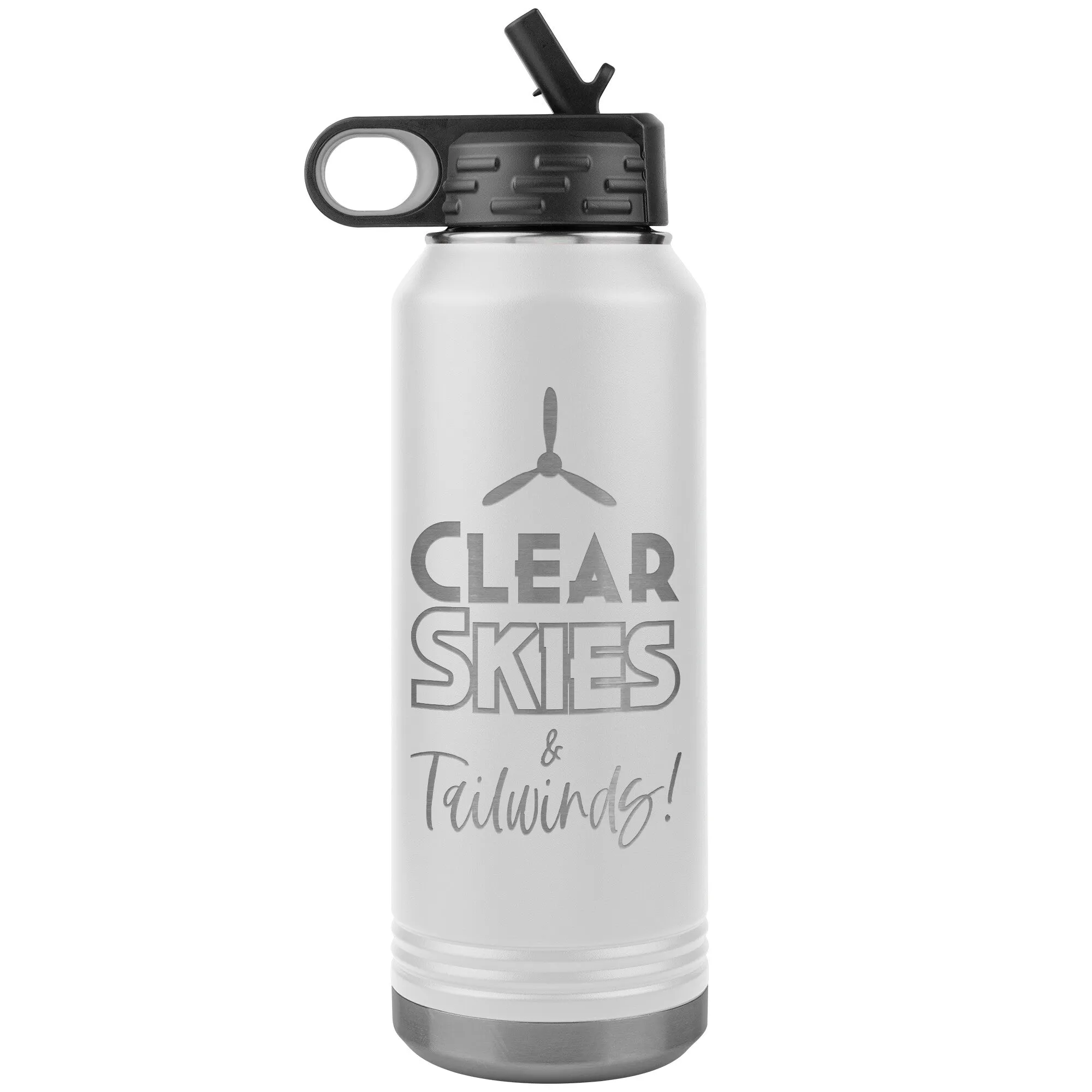 Clear Skies & Tailwinds! 32 oz. water bottle (w/prop)