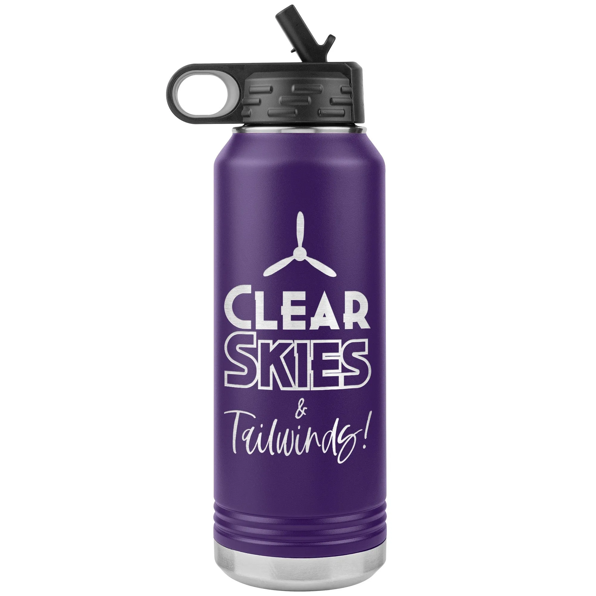 Clear Skies & Tailwinds! 32 oz. water bottle (w/prop)