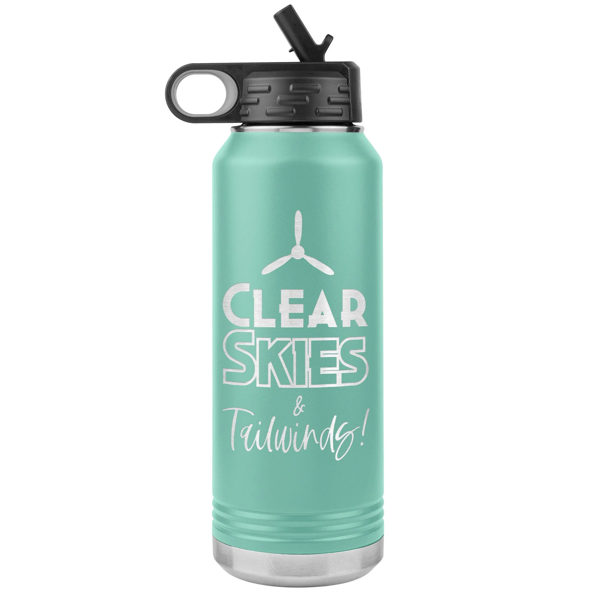 Clear Skies & Tailwinds! 32 oz. water bottle (w/prop)