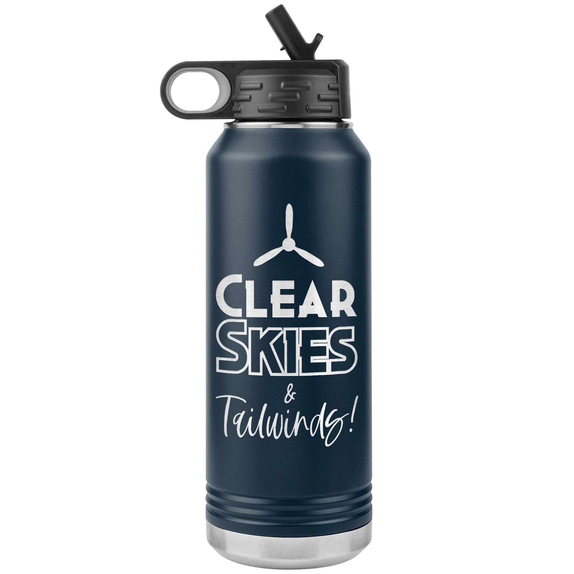 Clear Skies & Tailwinds! 32 oz. water bottle (w/prop)