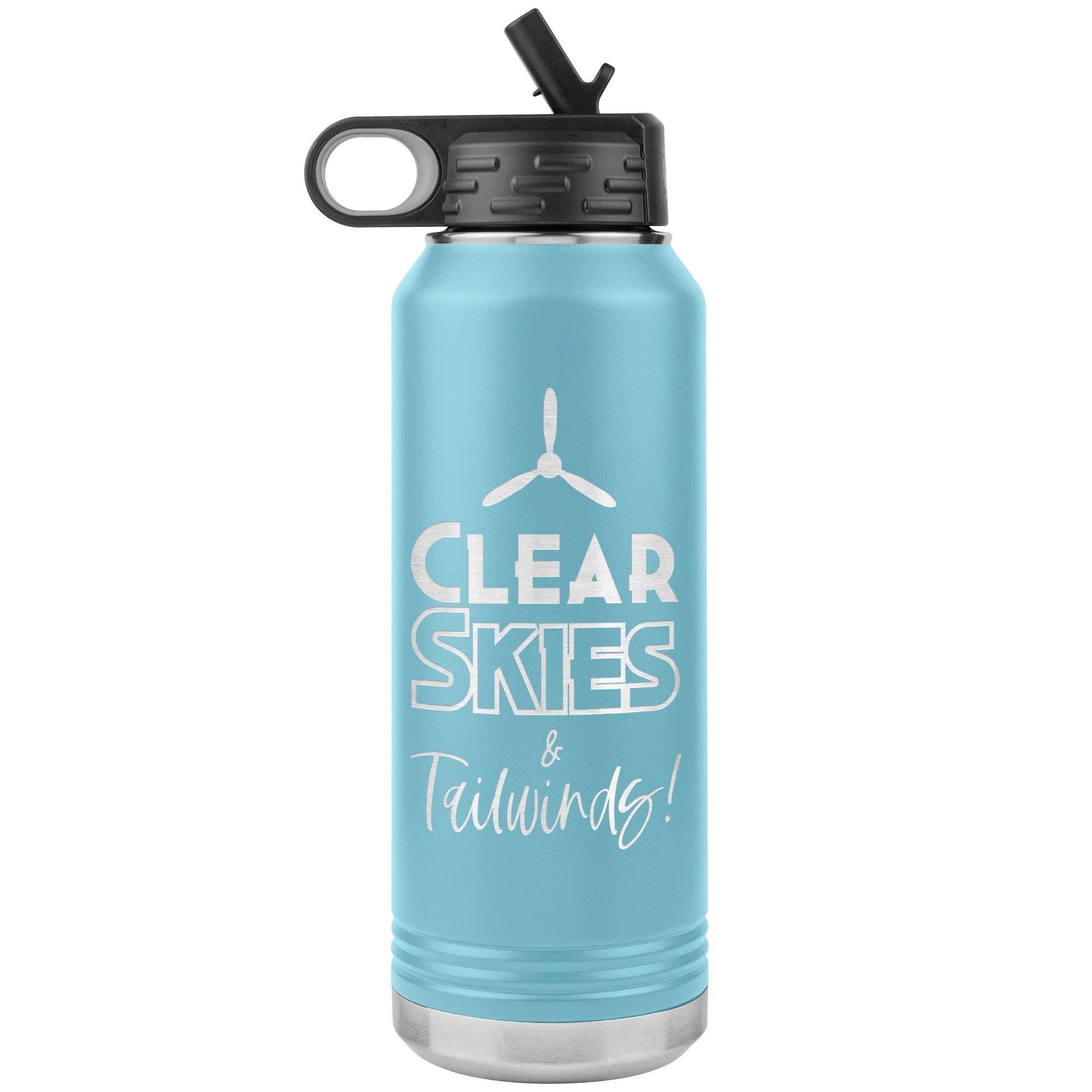 Clear Skies & Tailwinds! 32 oz. water bottle (w/prop)