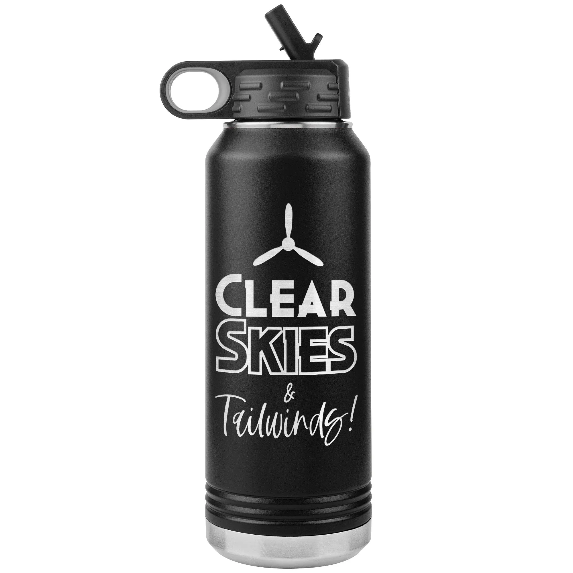 Clear Skies & Tailwinds! 32 oz. water bottle (w/prop)
