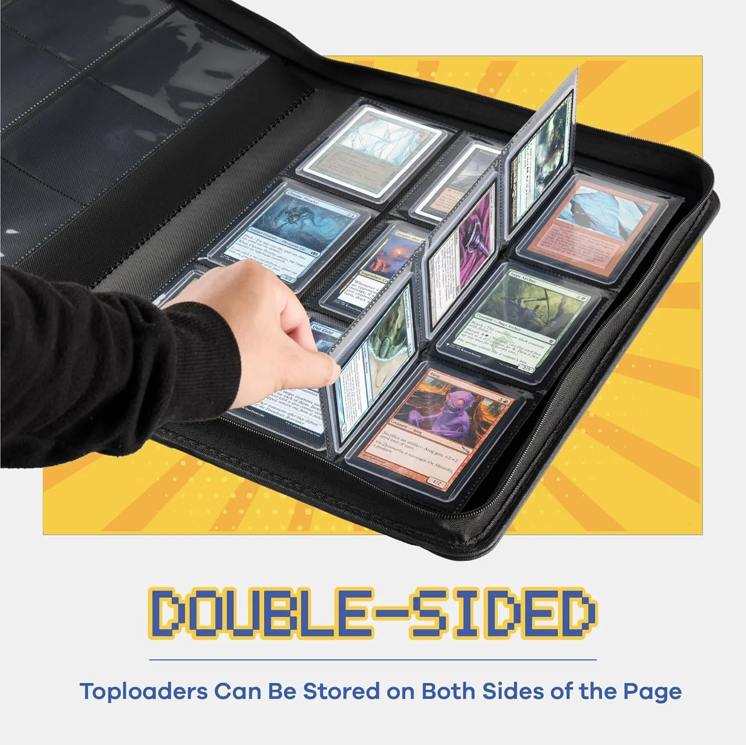 CLOVERCAT 9-Pocket Toploader Card Binder – Holds 252 Cards   20 Removable Sleeves, Trading Card Storage Case for MTG, Yugioh, TCG & Gaming Collections (Green)
