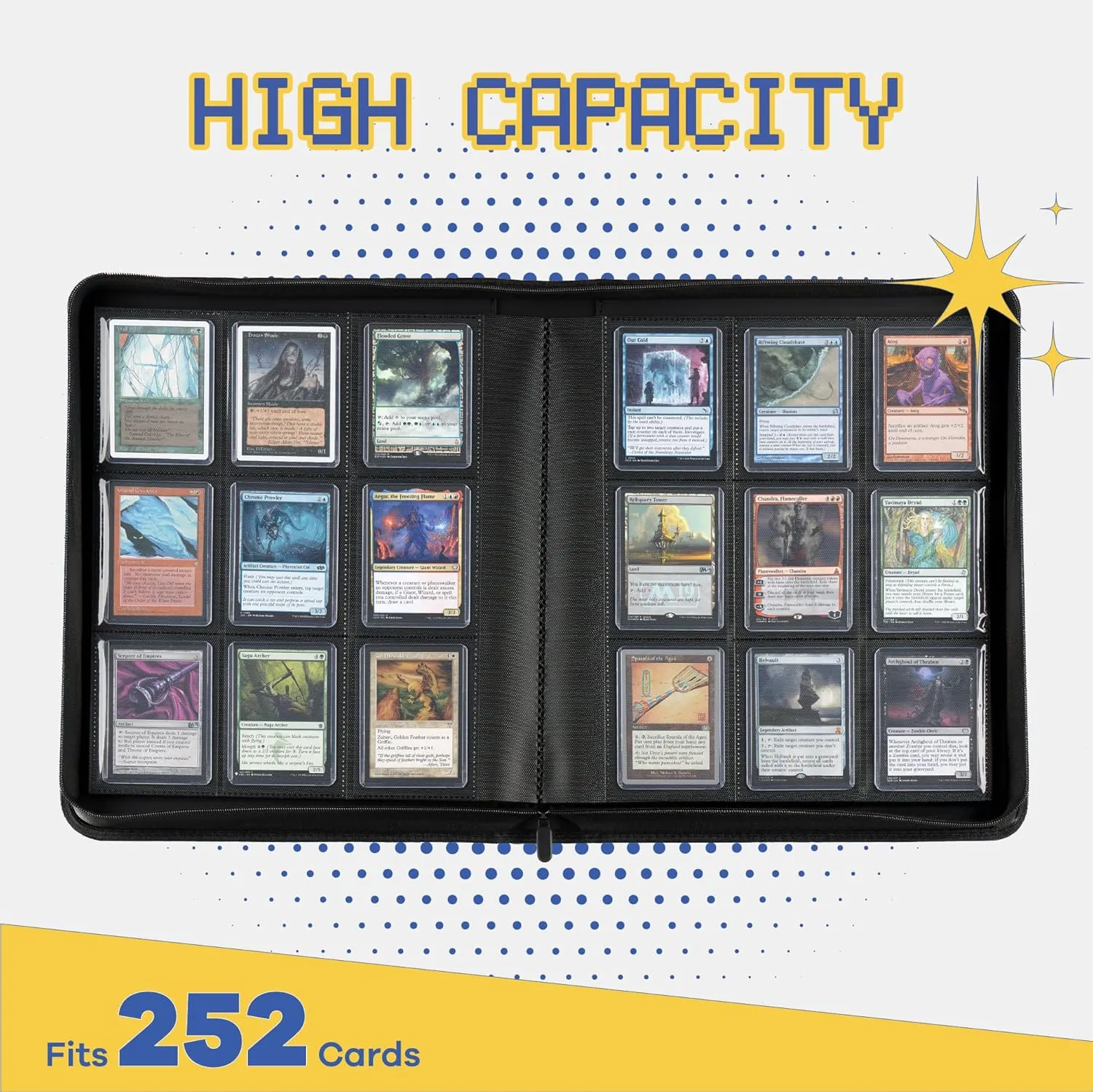 CLOVERCAT 9-Pocket Toploader Card Binder – Holds 252 Cards   20 Removable Sleeves, Trading Card Storage Case for MTG, Yugioh, TCG & Gaming Collections (Green)