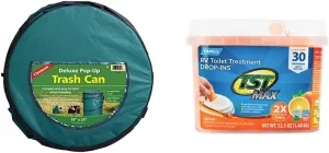 Coghlan's Deluxe Pop-Up Trash Can | Camco TST MAX Camper/RV Toilet Treatment Drop-INs