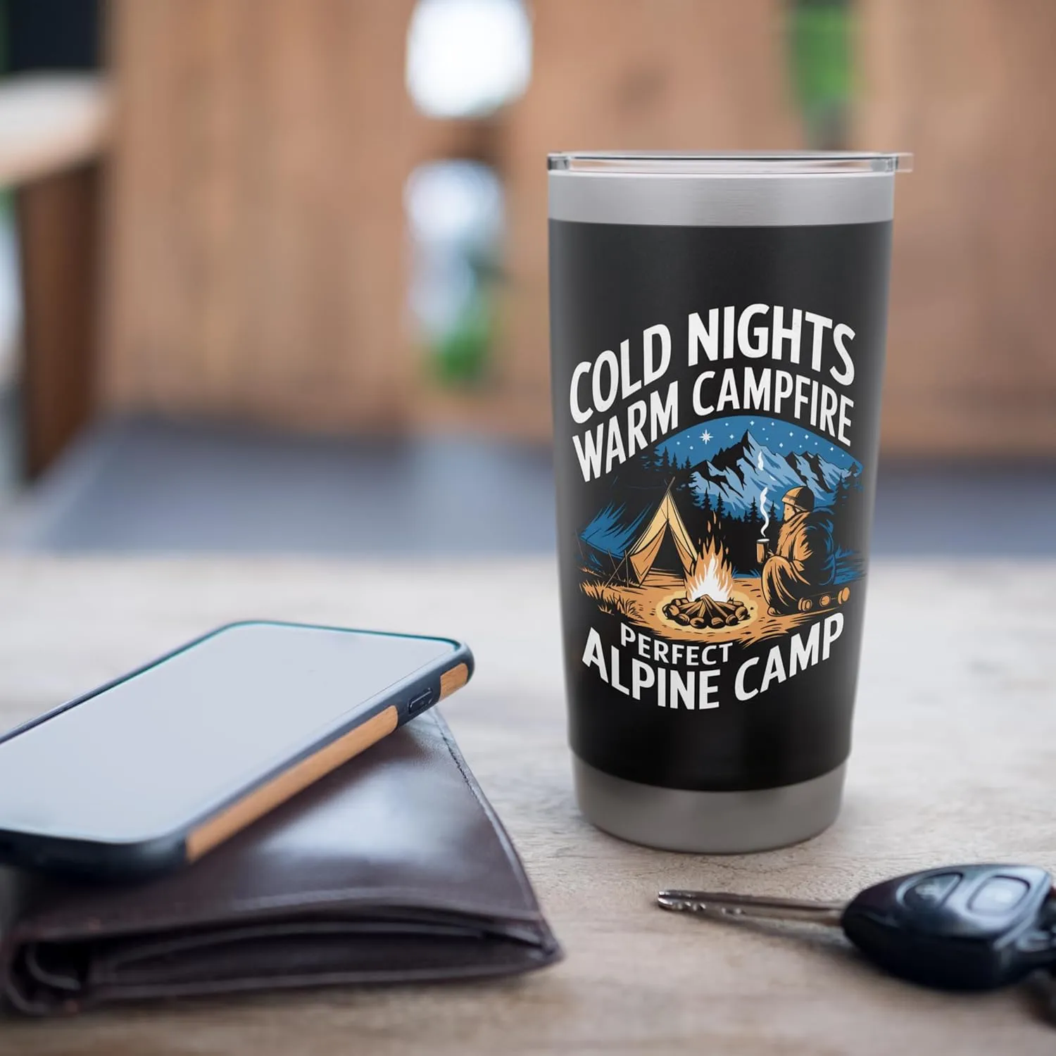 Cold Nights Warm Campfire Perfect Alpine Camp Alpine Camping Stainless Steel Insulated Tumbler