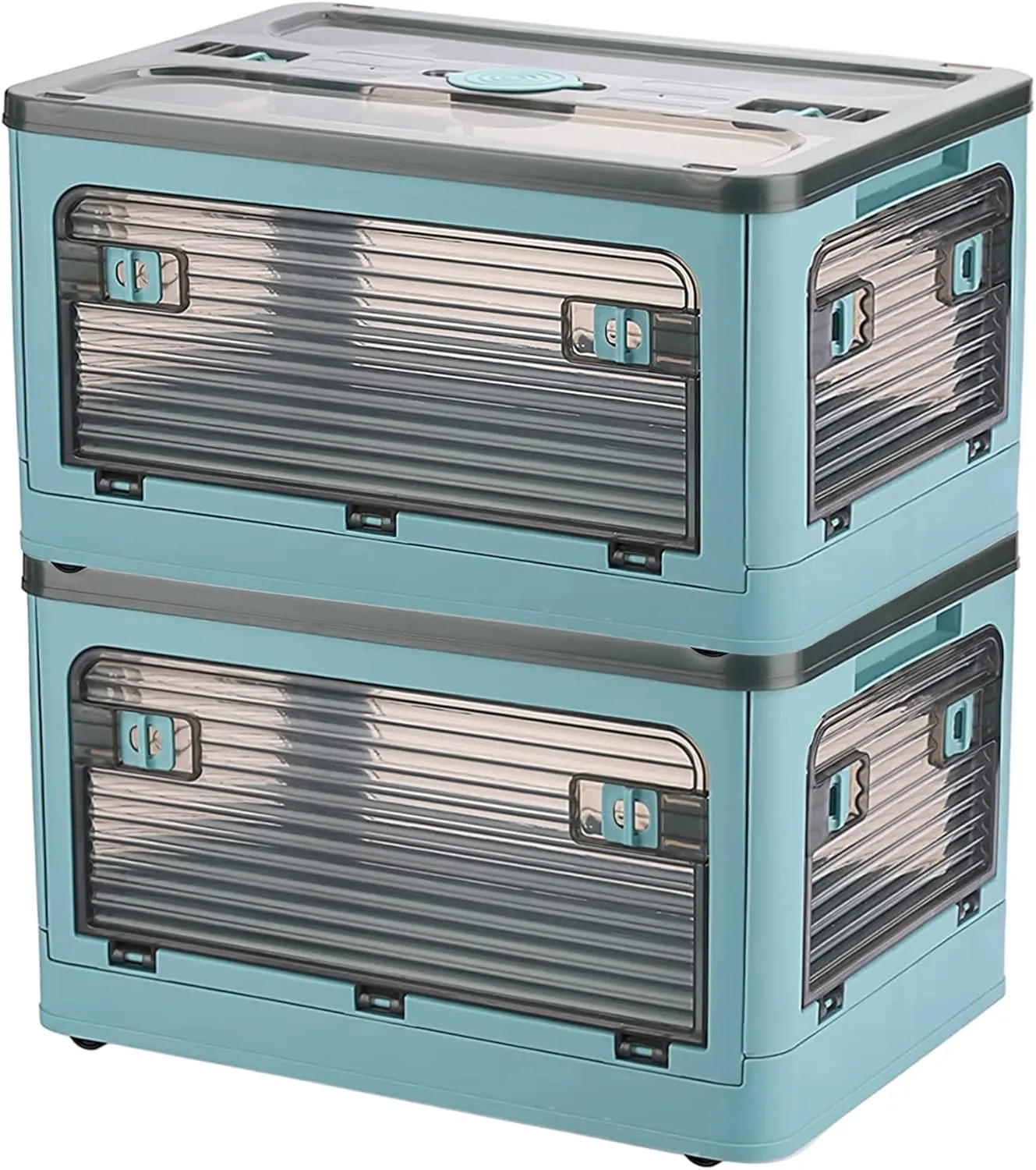 Collapsible Storage Bins,Storage Bins with Lids,Stackable 8.2Gal Folding Storage Box (22L, Blue 2 Pack)