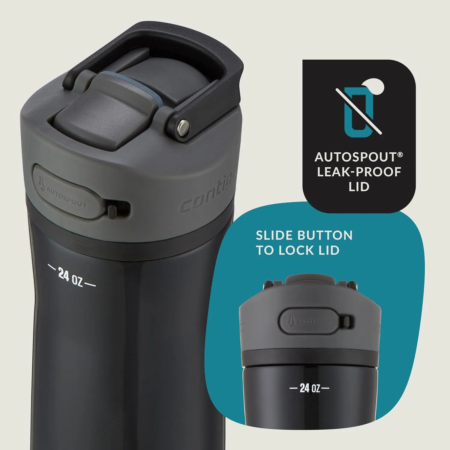 Contigo Ashland 2.0 Water Bottle with AUTOSPOUT Lid 24oz. Licorice