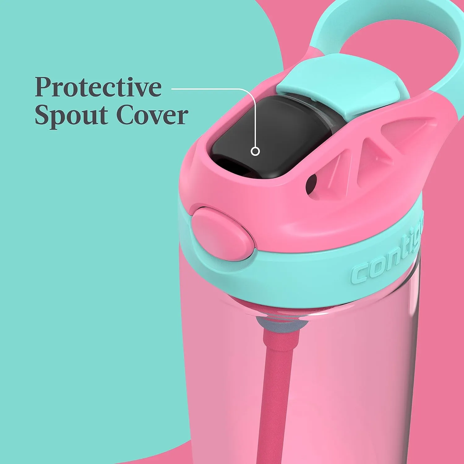 Contigo Aubrey Kids BPA-Free Water Bottle with Silicone Straw Spill-Proof Lid Dishwasher Safe 20oz 2-Pack Suitable for 3  Years Azalea/Jade & Blue Raspberry/Azalea
