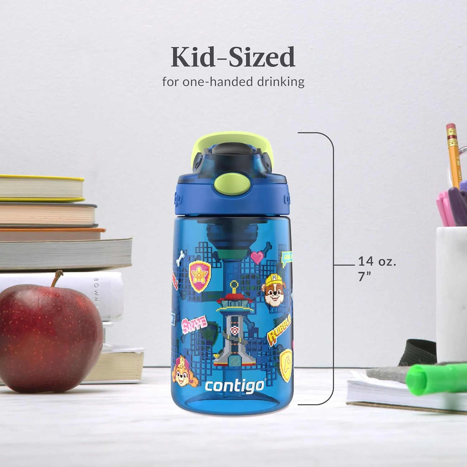 Contigo Aubrey Paw Patrol Leak-Proof Spill-Proof, 2-Pack Water Bottle with Autospout, 14oz, Power Pups and Dino Treks, Green and Blue