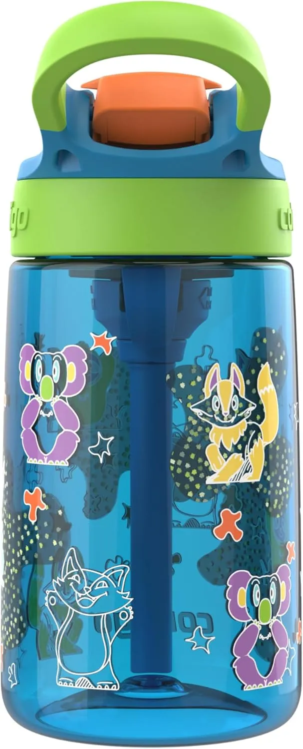 Contigo Autospout Kids Water Bottle, 14oz, Pack of 1, Blue Poppy Squishies