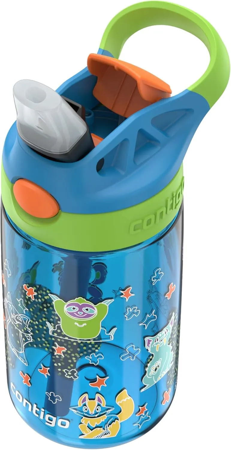 Contigo Autospout Kids Water Bottle, 14oz, Pack of 1, Blue Poppy Squishies