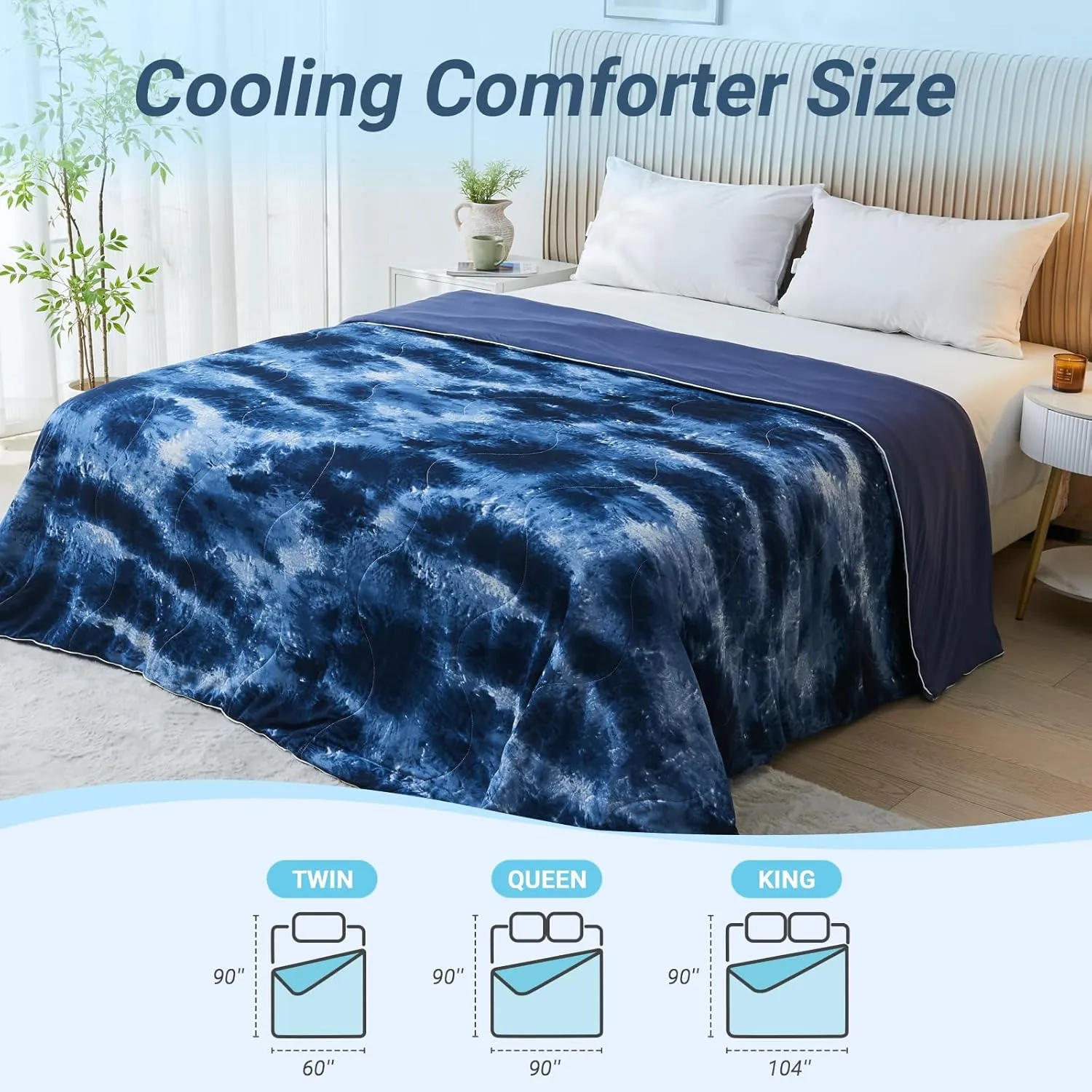Cooling Comforter Queen Size, Summer Cooling Blankets for Hot Sleepers and Night Sweats, Lightweight Breathable Cooling Comforter Bedding for Sofa, Bed, Camping, Office