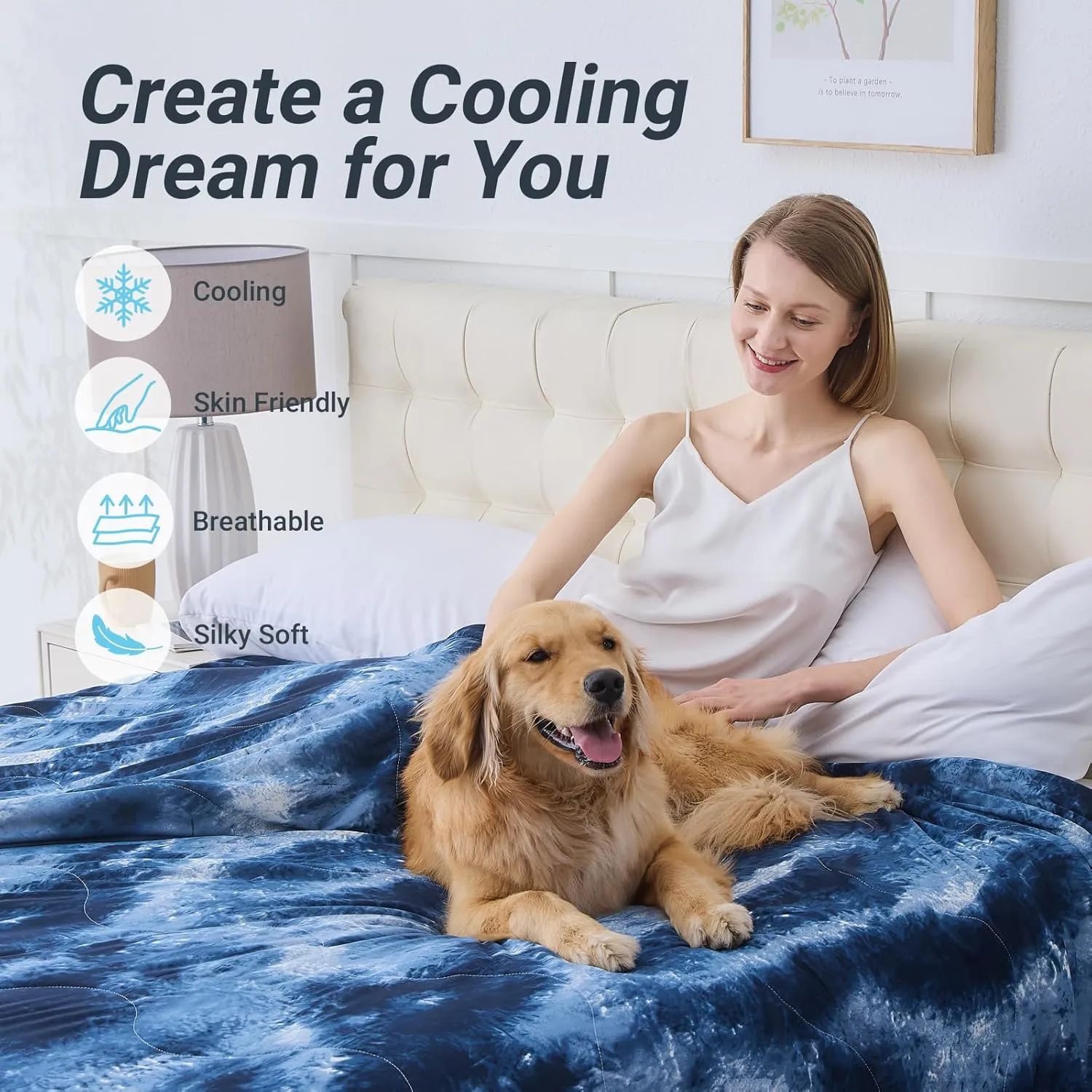 Cooling Comforter Queen Size, Summer Cooling Blankets for Hot Sleepers and Night Sweats, Lightweight Breathable Cooling Comforter Bedding for Sofa, Bed, Camping, Office