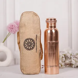 Copper Water Bottle 1000 ml Pure Copper Bottles with Carry Bag For Sports, Yoga, Ayurvedic Vessels for Gym,Office,Hiking (Pack of 1, Natural Lining Bottle)