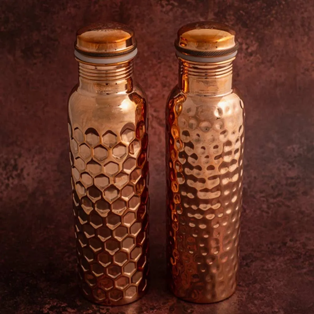 Copper Water Bottle 950ml - Traditional Hammered