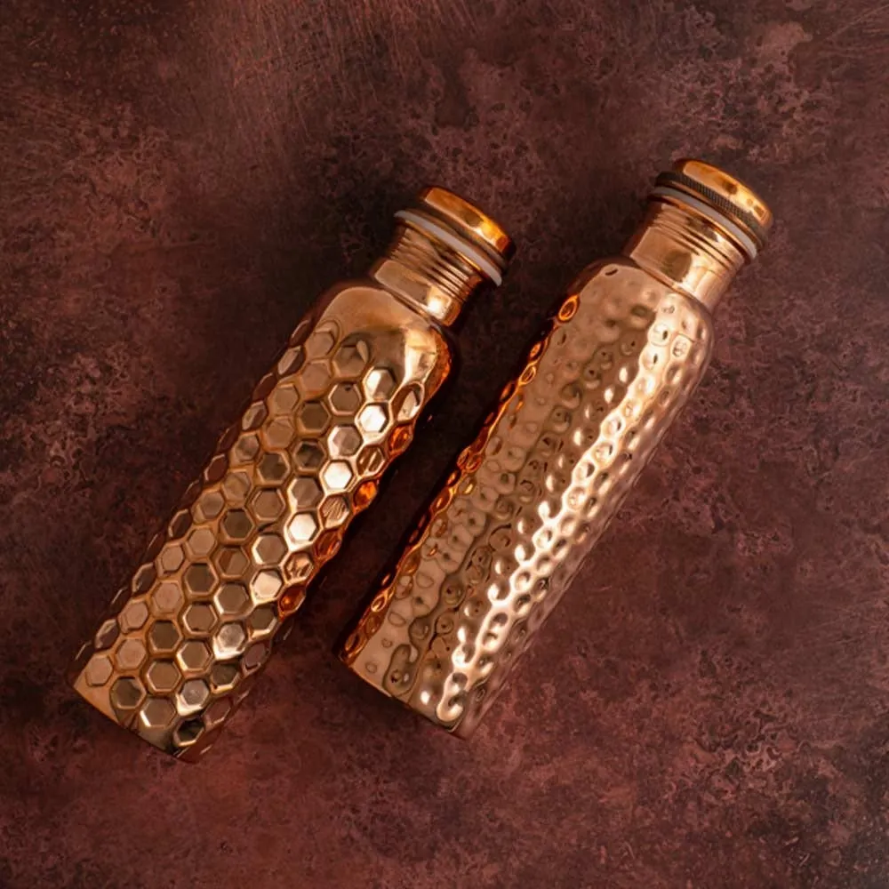 Copper Water Bottle 950ml - Traditional Hammered
