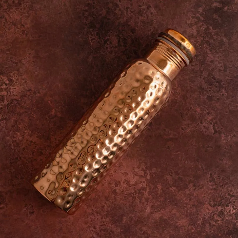 Copper Water Bottle 950ml - Traditional Hammered