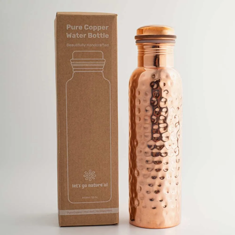 Copper Water Bottle 950ml - Traditional Hammered