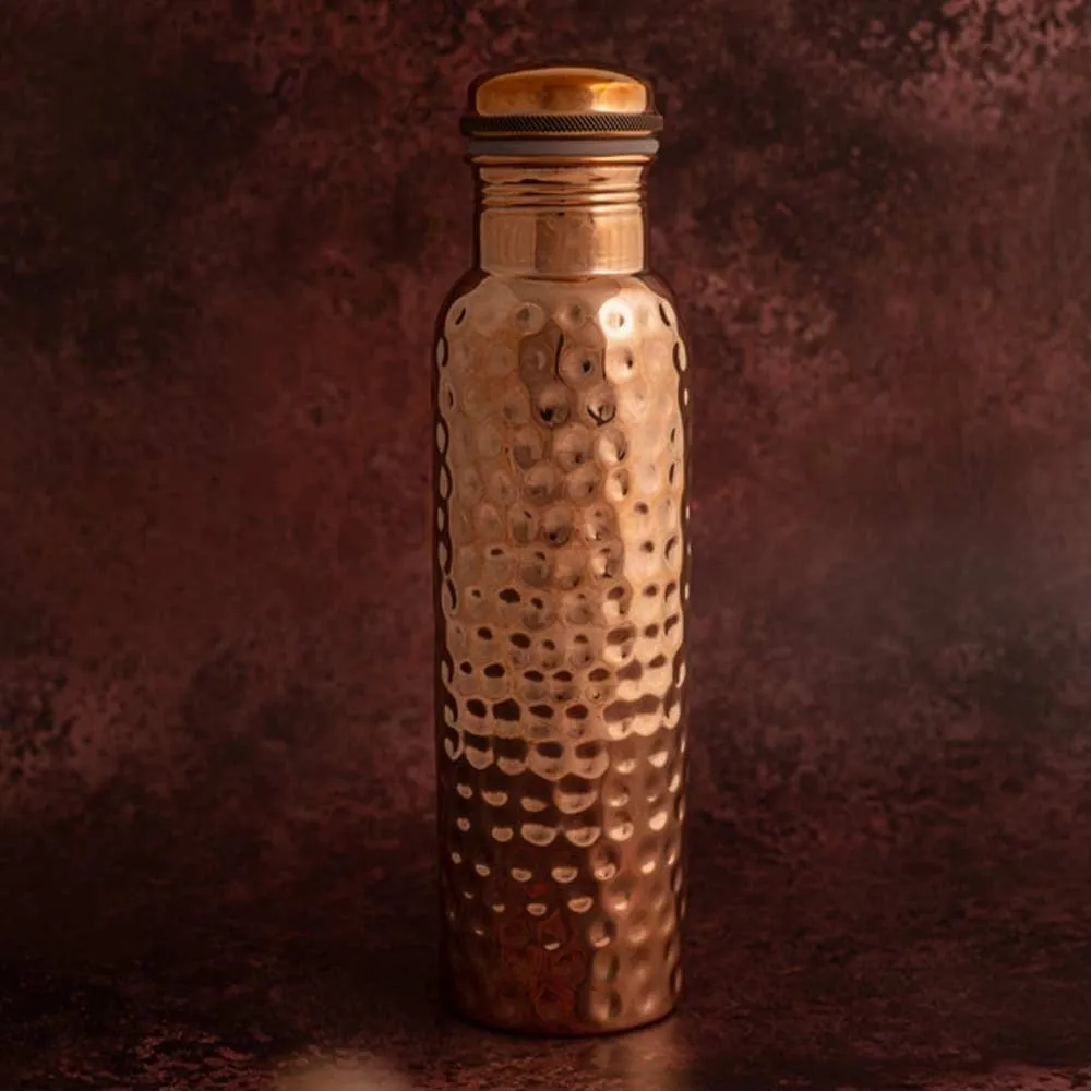 Copper Water Bottle 950ml - Traditional Hammered