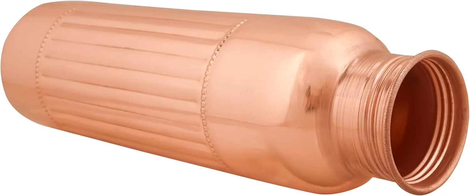 Copper Water Bottle For Drinking More Water Copper Bottles 1000 ml Alkaline Vessel With Carrying Bag For Sports, Yoga, Gym,Office,Hiking (Pack of 2, Natural Lining Bottle)